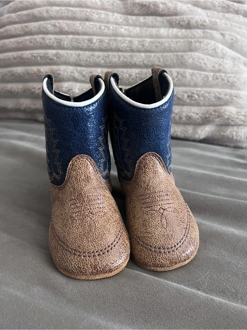 Old West Navy and Brown Kids Western Boot